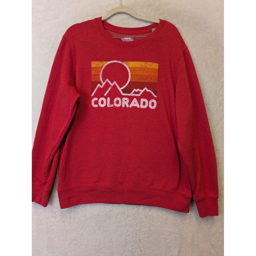Home Free‎ Women's Size L Colorado Mountain Graphic Pullover Sweatshirt Red